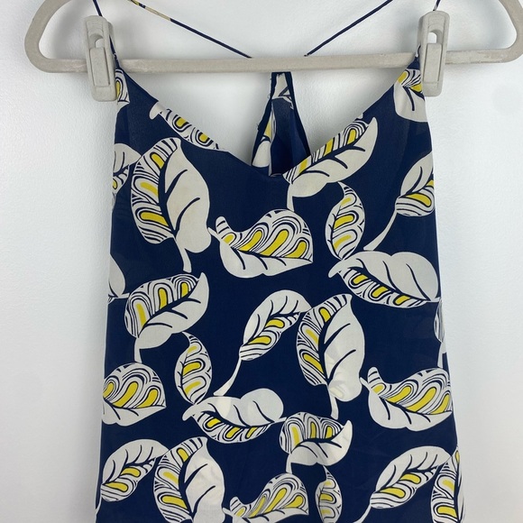J Crew Carrie 100% silk cami top strappy tank tropical leaf print navy blue 4 - Picture 10 of 12